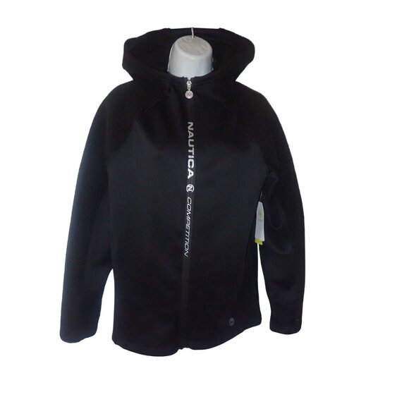 Nautica Competition Softshell  Fleece Jacket Women M Black NEW Spellout Athletic - Picture 2 of 7